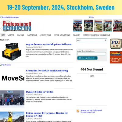 Tidningen Proffessionell Demolering startsida 2024