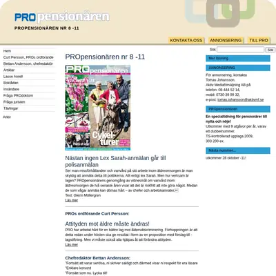 propensionaren.se startsida 2011