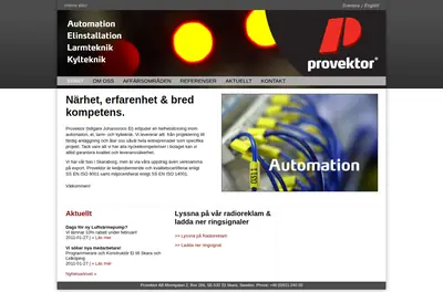 www.provektor.se startsida 2011