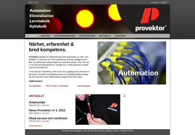www.provektor.se startsida 2012