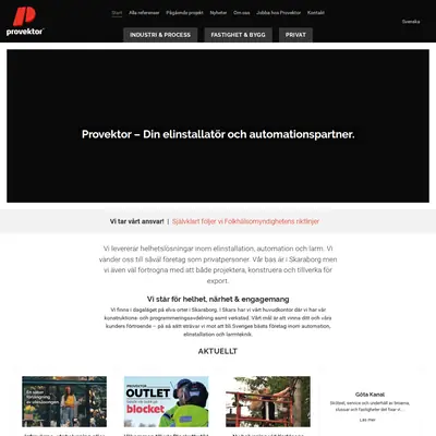 www.provektor.se startsida 2020