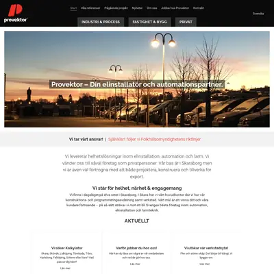 www.provektor.se startsida 2021