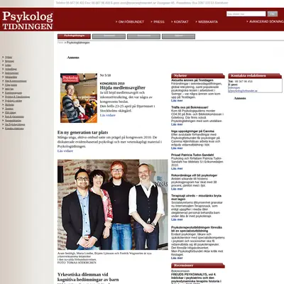 Psykologtidningen startsida 2009