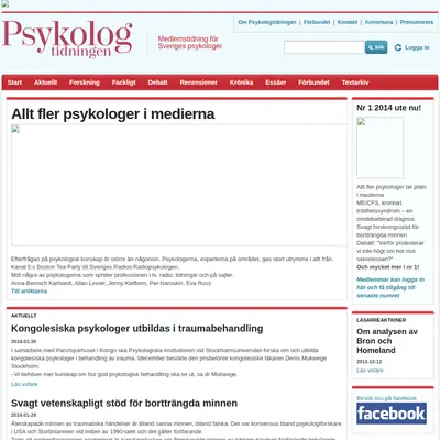 Psykologtidningen startsida 2014