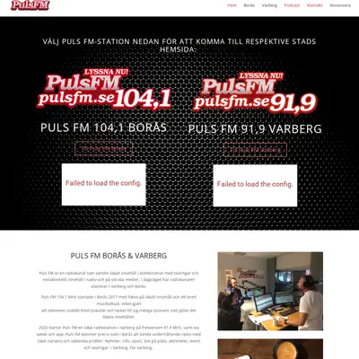 Puls FM 104,1 startsida 2022