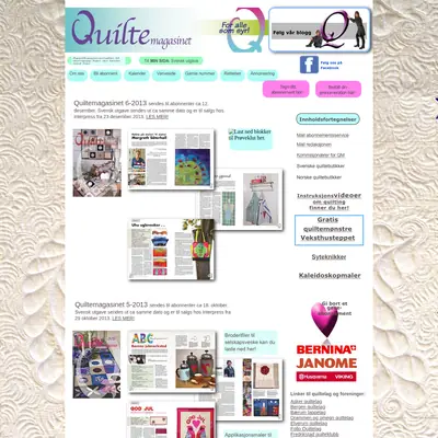 Quiltmagasinet startsida 2014