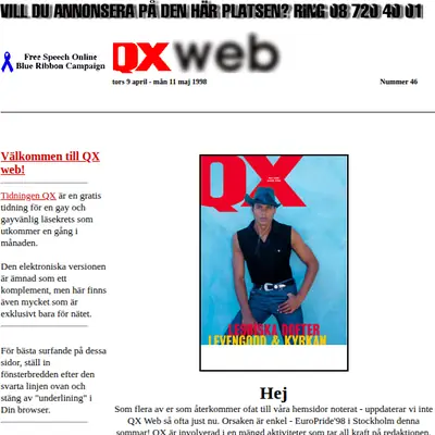 http://www.qx.se startsida 1998