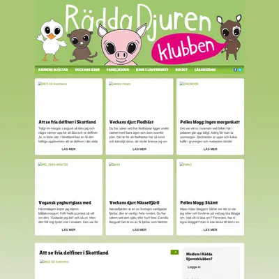 Rädda Djuren startsida 2012