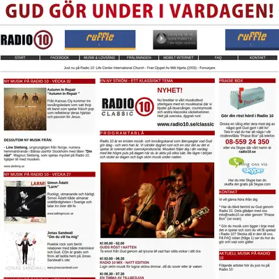 Radio 10 startsida 2010