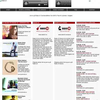 Radio 10 startsida 2011