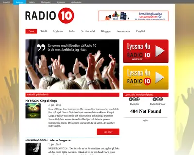 Radio 10 startsida 2015