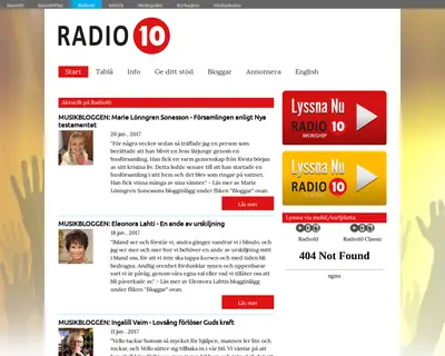 Radio 10 startsida 2017