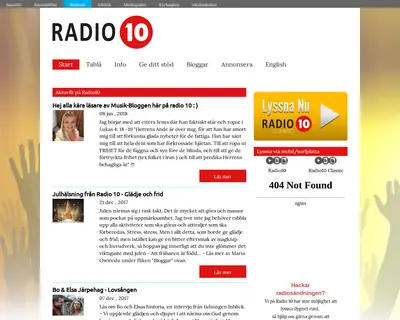 Radio 10 startsida 2018