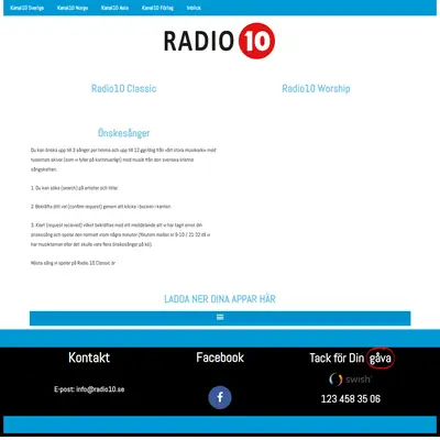 Radio 10 startsida 2025