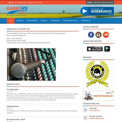 Radio 45, 98,1 startsida 2017