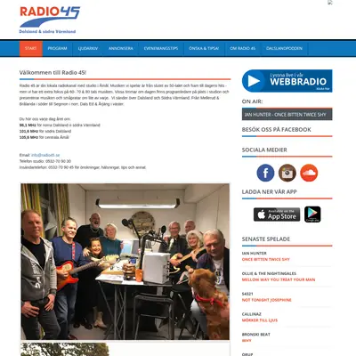 Radio 45, 98,1 startsida 2020