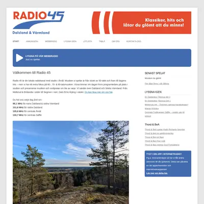 Radio 45, 98,1 startsida 2025