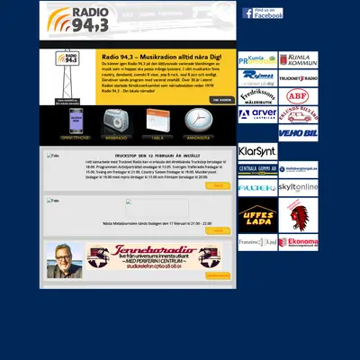 Radio 94,3 startsida 2015