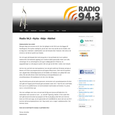 Radio 94,3 startsida 2017