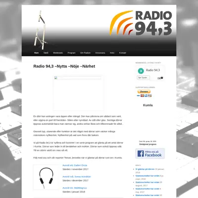Radio 94,3 startsida 2018