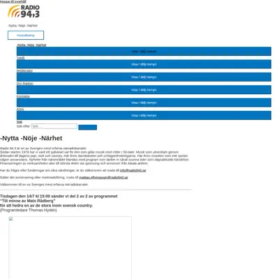 Radio 94,3 startsida 2020