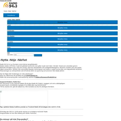 Radio 94,3 startsida 2021