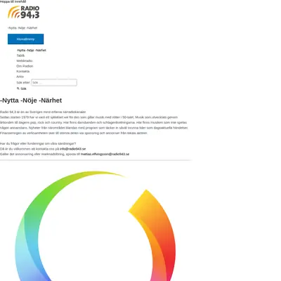 Radio 94,3 startsida 2023