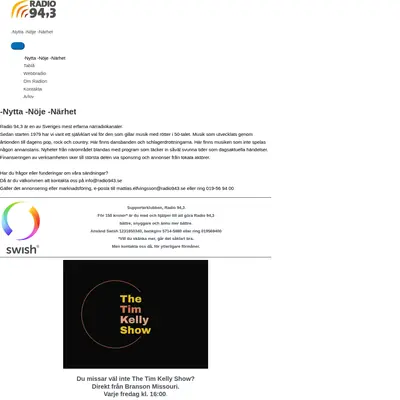 Radio 94,3 startsida 2025