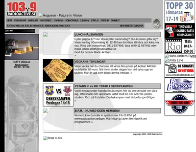 Radio Active Sjöbo 107,8 startsida 2006