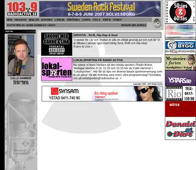 Radio Active Sjöbo 107,8 startsida 2007