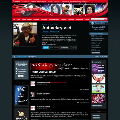 Radio Active Sjöbo 107,8 startsida 2015