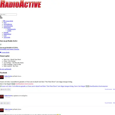 Radio Active Sjöbo 107,8 startsida 2019