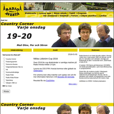 Radio Avesta startsida 2016