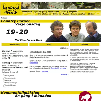 Radio Avesta startsida 2020