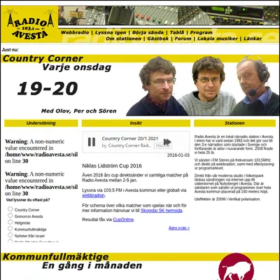Radio Avesta startsida 2021