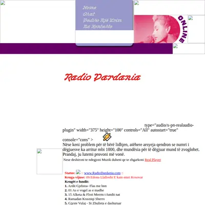 Radio Dardania startsida 2004