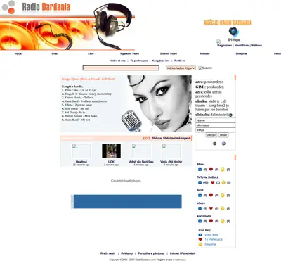 Radio Dardania startsida 2007