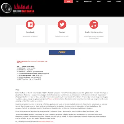 Radio Dardania startsida 2015