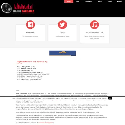 Radio Dardania startsida 2016