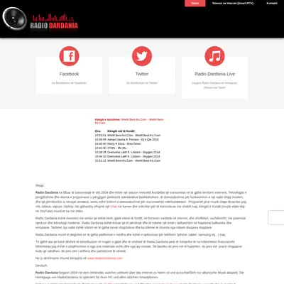 Radio Dardania startsida 2021
