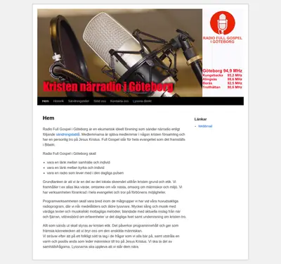 Radio Full Gospel i Göteborg startsida 2018