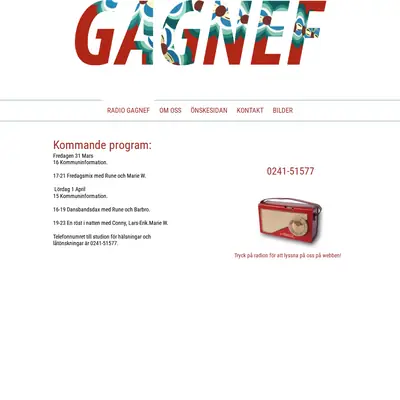 Radio Gagnef startsida 2017