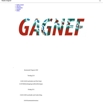 Radio Gagnef startsida 2018