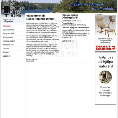 Radio Haninge Studio A startsida 2008