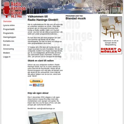 Radio Haninge Studio A startsida 2014