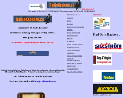 Radio Krokom startsida 2020