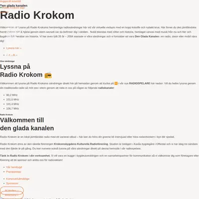 Radio Krokom startsida 2026