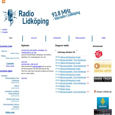 Radio A Lidköping startsida 2020
