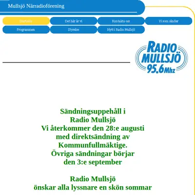Radio Mullsjö startsida 2012