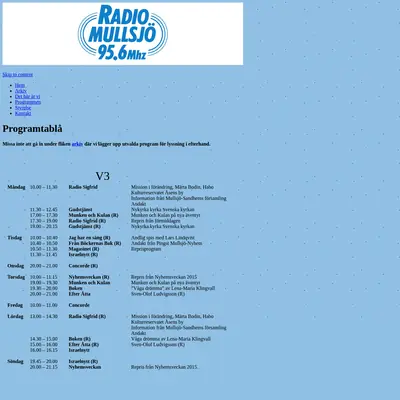 Radio Mullsjö startsida 2015